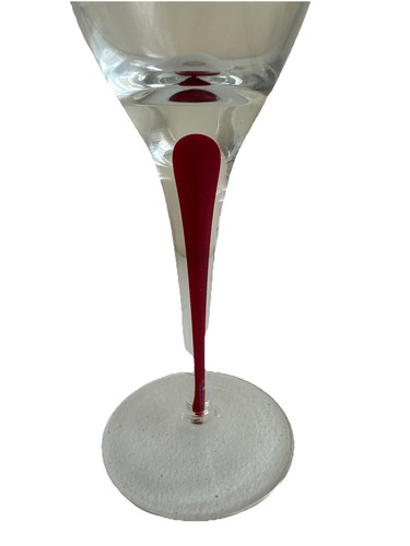 Orrefors INTERMEZZO SET of 2 Wine Glasses Red Teardrop In Stem Mouth Blown Vtg - Picture 3 of 7
