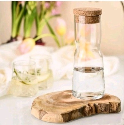 Krosno Glaskaraffe mit Naturkorken für Wasser , 1000 ml , Spülmaschinen geeignet