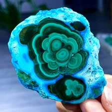 126G Natural Chrysocolla/Malachite transparent cluster rough mineral sample