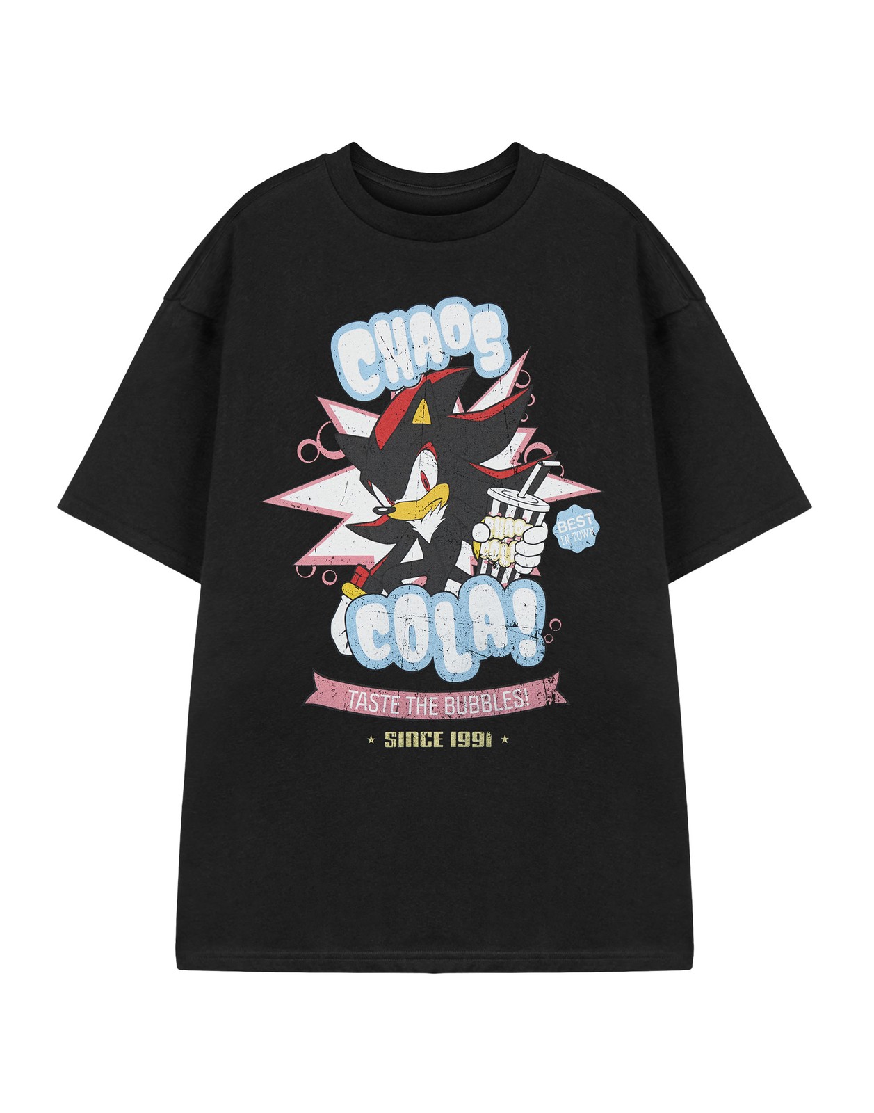 Sonic the Hedgehog Schwarz Shadow Chaos Cola Kurzärmeliges T-Shirt Männer