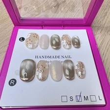 Handmade Hard Gel Press on Nail Art Kit Sz M Glitter Ombre Glitter Jewel Gold