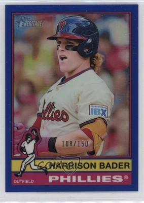 2025 Topps Heritage High Number Chrome Blue Border /150 Harrison Bader #503 jc3