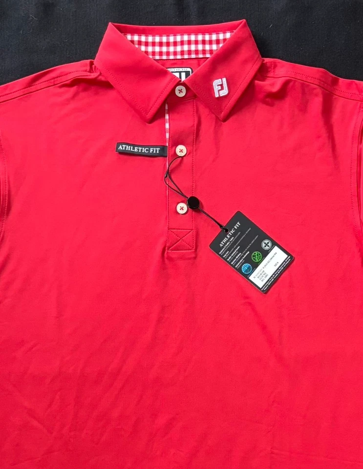 Camisa polo de golf Footjoy para hombre roja lisa gira limitada parche en el brazo talla M Foto 3 de 4
