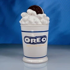 Vintage Oreo Cookie Jar “Glass of Milk” by Nabisco – Ceramic – 10” w/ Lid