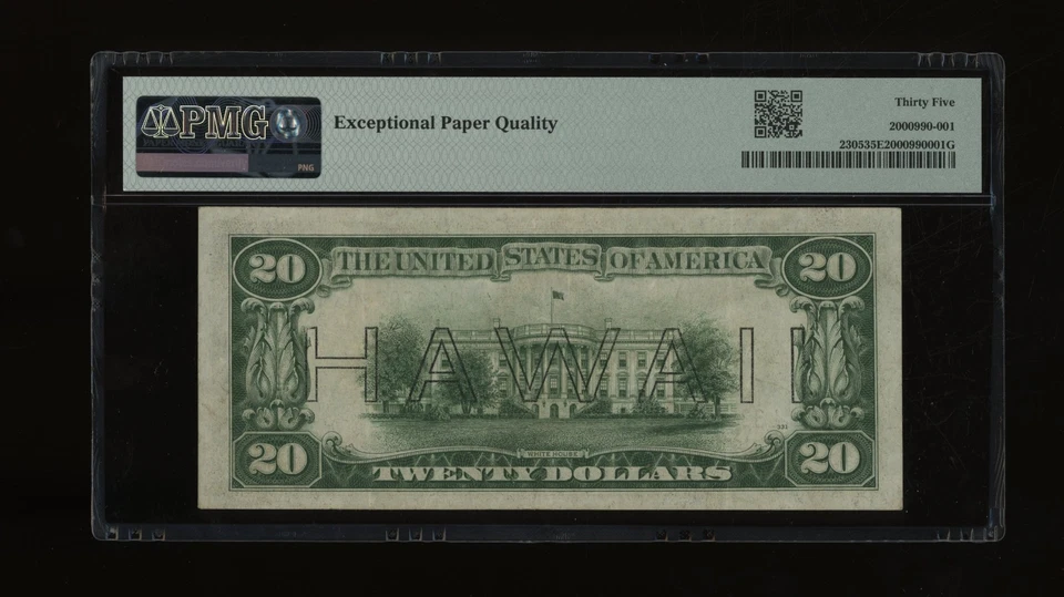 DBR 1934-A $20 FRN Hawaii LA Block Fr. 2305 PMG 35 EPQ Serial L33507305A - Image 2 of 2