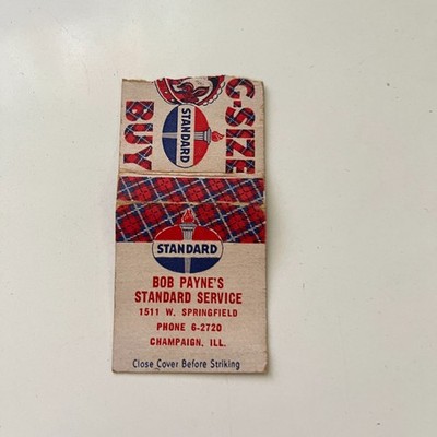 Bob Payne's Standard Service Champaign IL Vintage Matchbook Cover TMB81-3