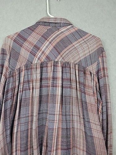 BDG Melanie Pink Gray Plaid Oversized Button Up Knotted Front Shirt Womens Large - 第 8/13 張圖片