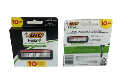 2X BIC Flex4 Sensitive 4 Blade Stainless Steel Razor Refills 10 eachPackfor Face