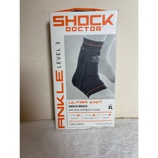 Shock Doctor Ultra Knit Ankle Brace Level 3 Support Figure-6 Straps Black XL