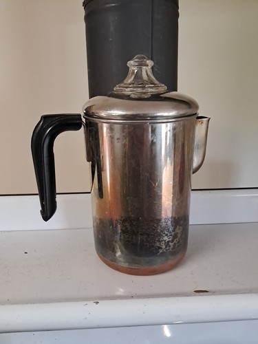 Vintage Revere Ware #1801 Copper Bottom 6-8 Cup Stove Top Percolator