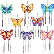 Fennoral 8 Pack Butterfly Wind Chime Kits for Kids Make Your Own Butterfly Wi...