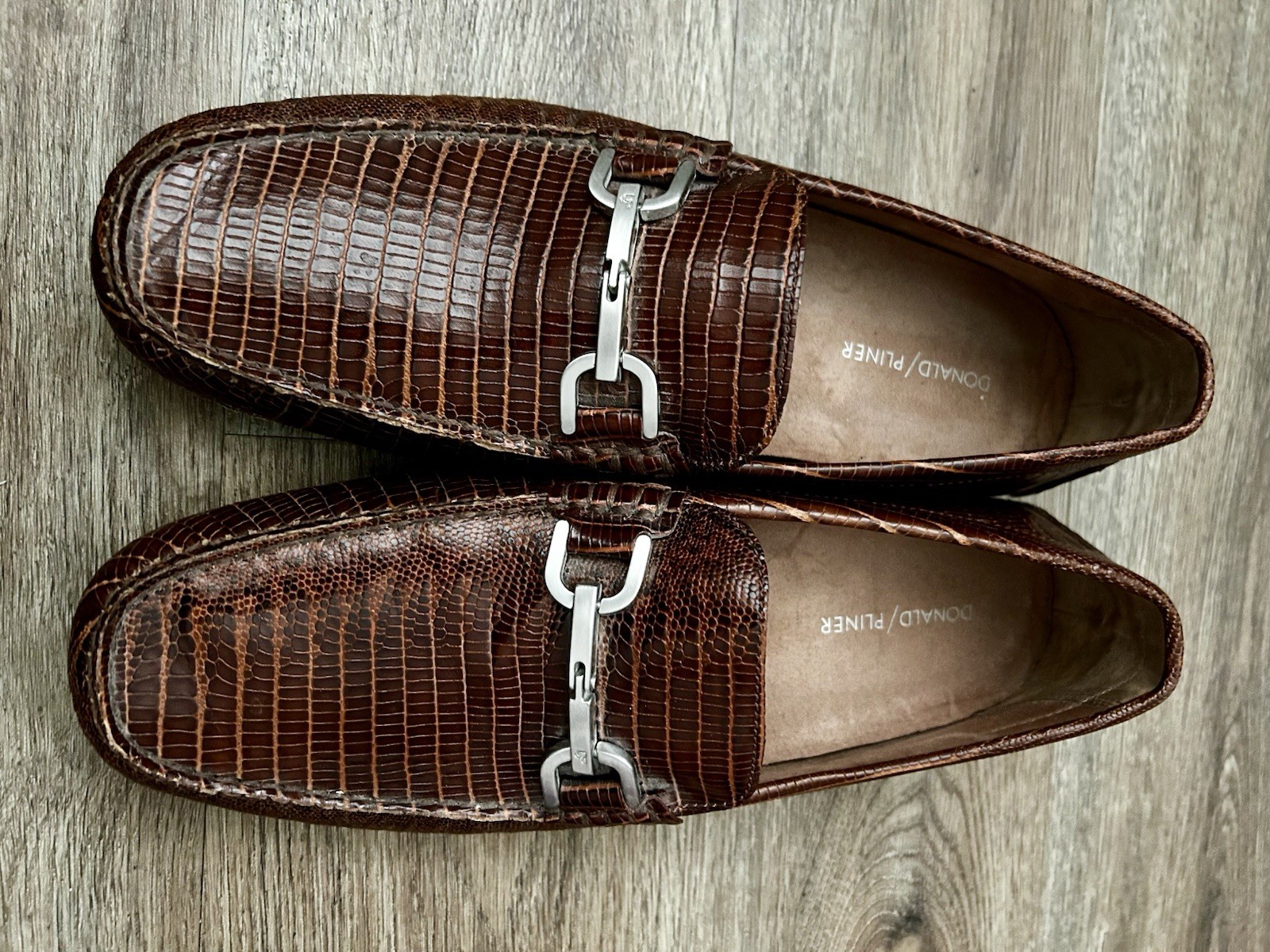 Donald Pliner Brown Leather Slip On Loafer Driving Shoes Men EUC