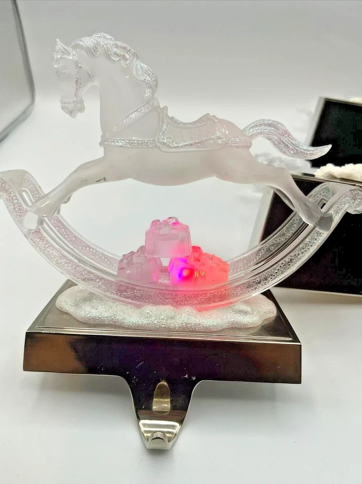 Lote de 3 Medias de Navidad Vidrio Esmerilado Santa Angel Caballo Iluminado Decoración Foto 2 de 4