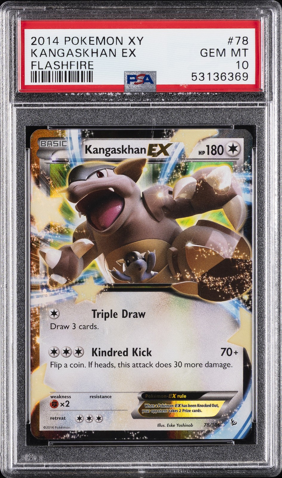2014 POKEMON XY FLASHFIRE #78 KANGASKHAN EX PSA 10