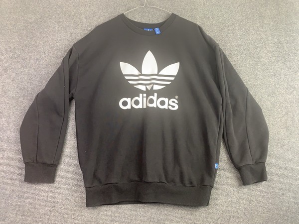 Adidas Sweatshirt Jumper Women's Small Black Crew Neck Long Sleeve Trefoil