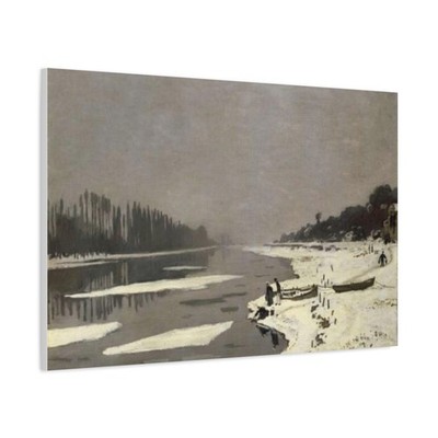 Ice Floes on the Seine at Bougival 1868-Claude Monet Fine Art Stretched Canvas