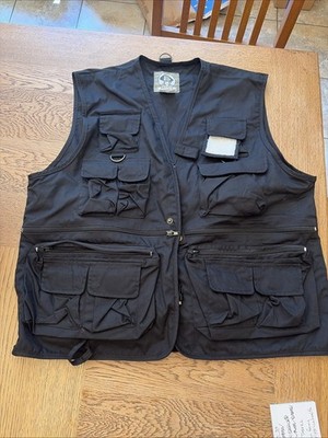 Uncle Milty Vest Men's 3XL Black Zip Photography Fishing Utility Pockets Safari