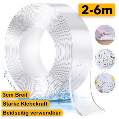 Double-sided adhesive tape, extra strong, transparent, universal mounting tape
