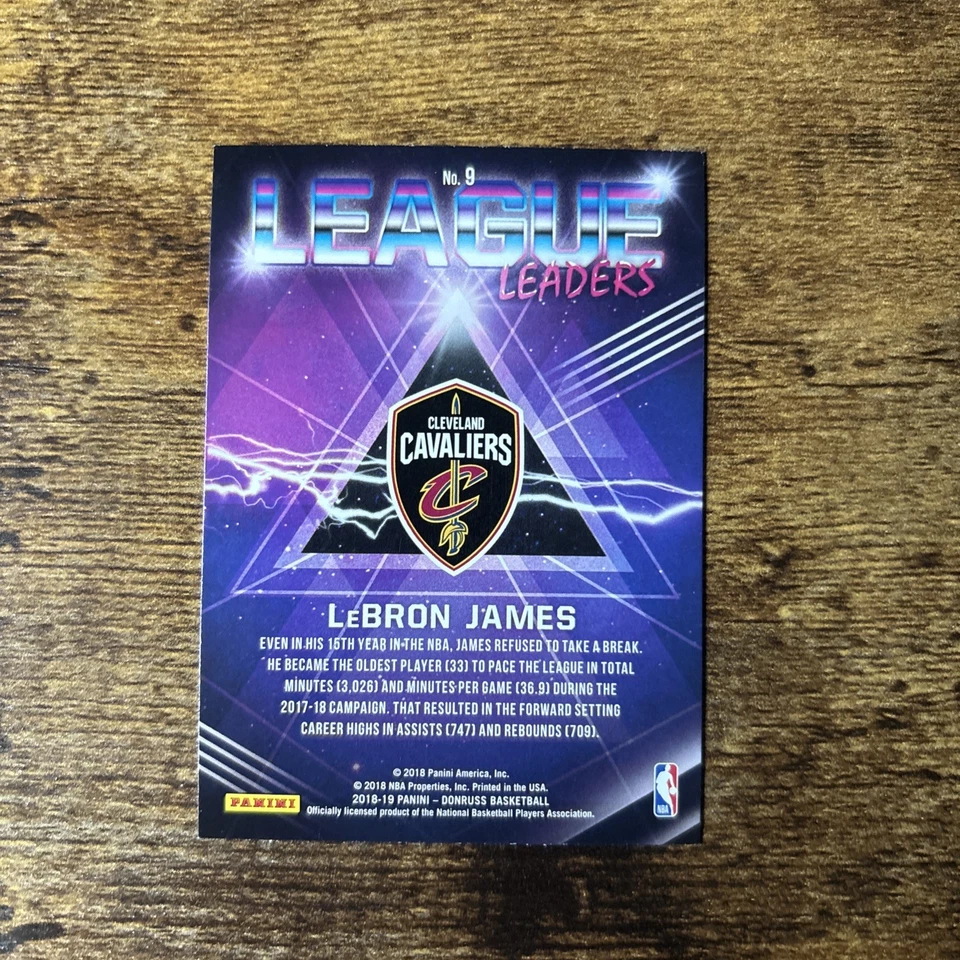 2018-19 LeBron James League Leaders Insert Donruss #9 Cavaliers - Image 2 of 2