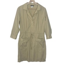 J.Crew Womens Khaki Cotton Utility Shirtdress Roll Tab Sleeve Tan Size S