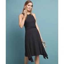 ANTHROPOLOGIE Black Ribbed Kingsolver Sleeveless Midi Dress Size Small