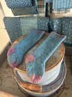 Antique Handmade Amish Baby Blue Long Stockings Primitive American Country Find — photo 2