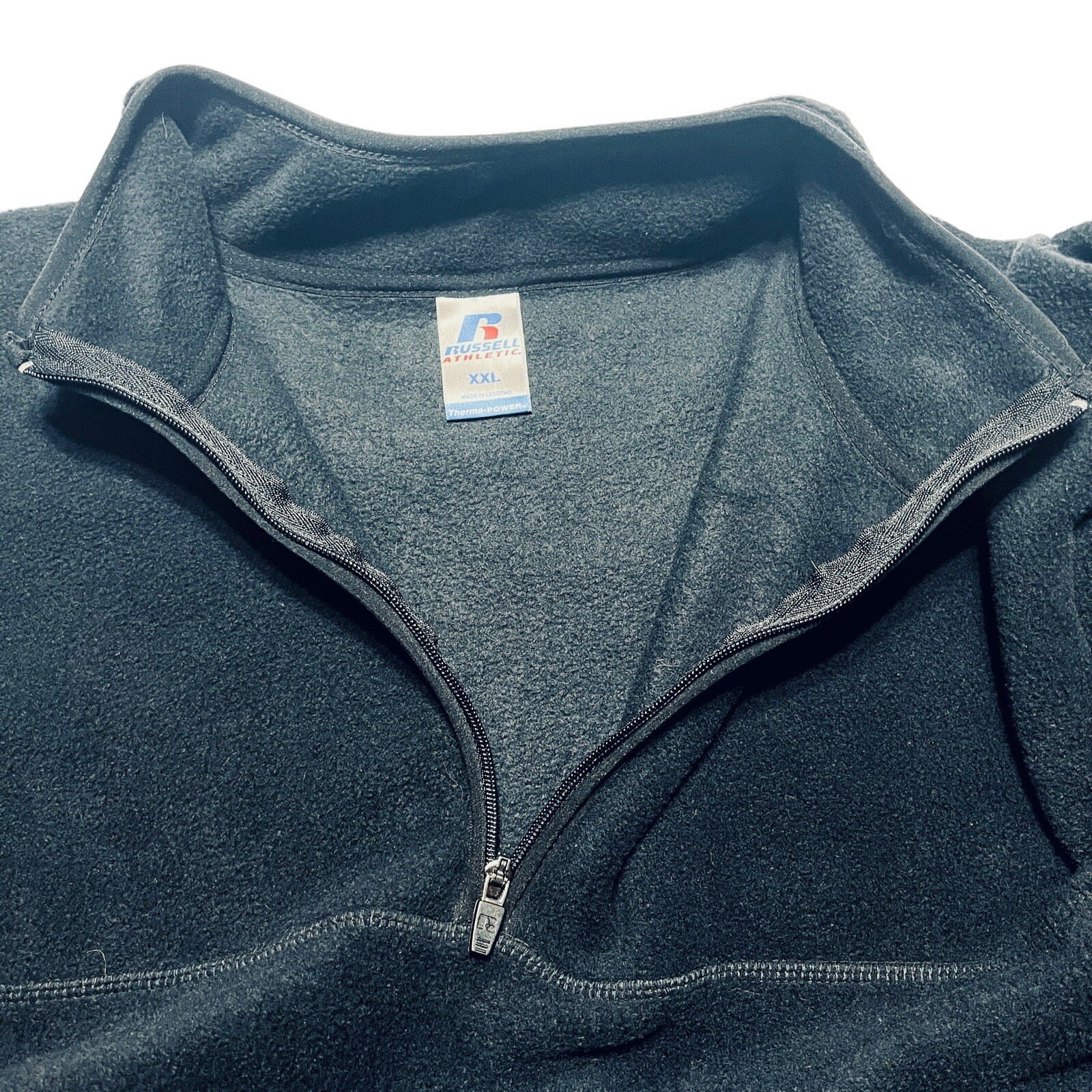 Russell Athletic Therma-Power 1/4 Zip Cadet Collar Sweatshirt Black Fleece