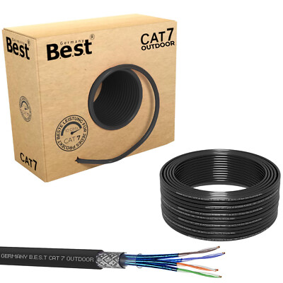 CAT 7 Outdoor LAN Netzwerkkabel 100m Erdkabel Verlegekabel UV 1000MHz LAN Kabel