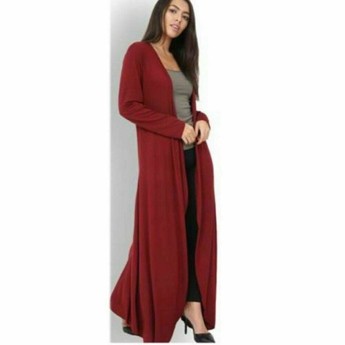 WOMEN'S LONG FULL LENGTH OPEN FRONT LONG BOYFRIEND MAXI CARDIGAN SIZE 8-26 - Picture 6 of 11