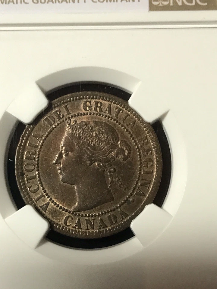 1891 CANADIAN LARGE CENT, LARGE LEAVES, SMALL DATE NGC MS 62 BN SCARCE THIS NICE - Image 3 of 4