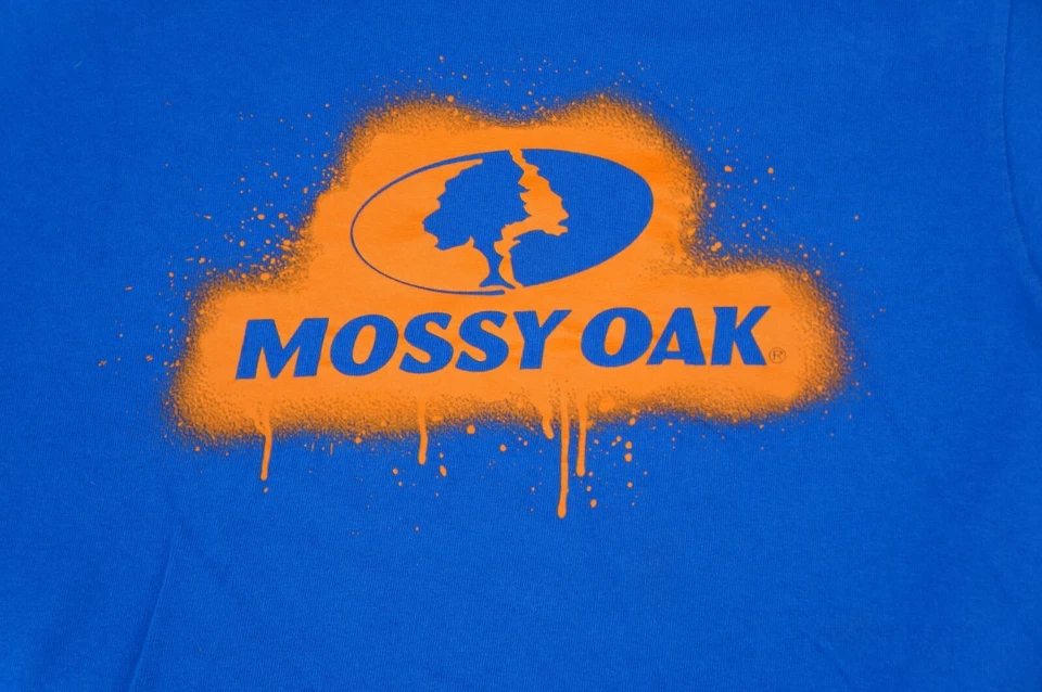 Mossy Oak Shirt Youth Boys Medium 10/12 Blue Orange Logo Paint Drip Outdoor - Image 3 of 4