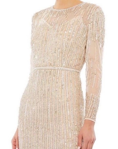 Mac Duggal 93629 Sequins Beaded Long Sleeve Gown Rose Gold 16 - 第 3/8 張圖片