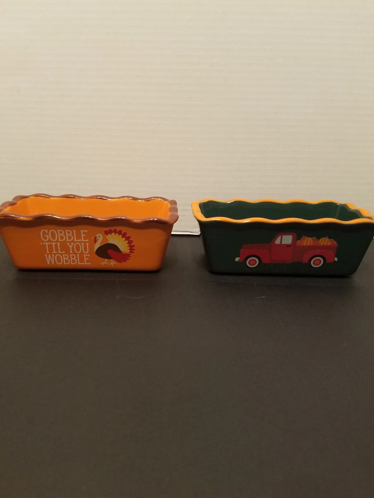 Nantucket Mini Loaf Ceramic Dishes - Fall Themed (set of  (2).