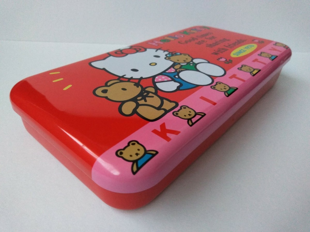 Vintage Hello Kitty Pencil Case 1991 Tin Metal Pen Cute Sanrio