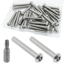 20 PCS M6 x 40mm Button Head Torx Security Machine Screws 304 Stainless Steel...