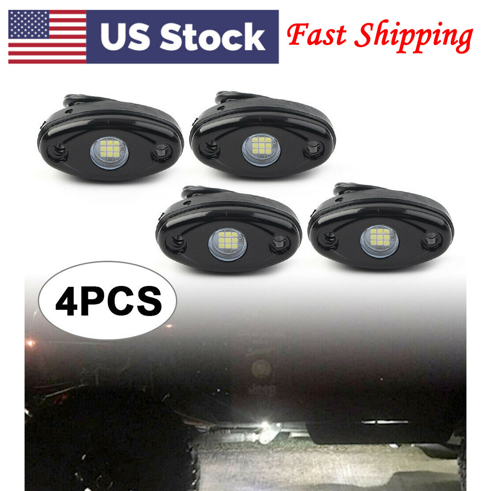 9W High-Power LED Rock Lights for Cars, Trucks, SUVs - 4-Piece White Underbody Kit