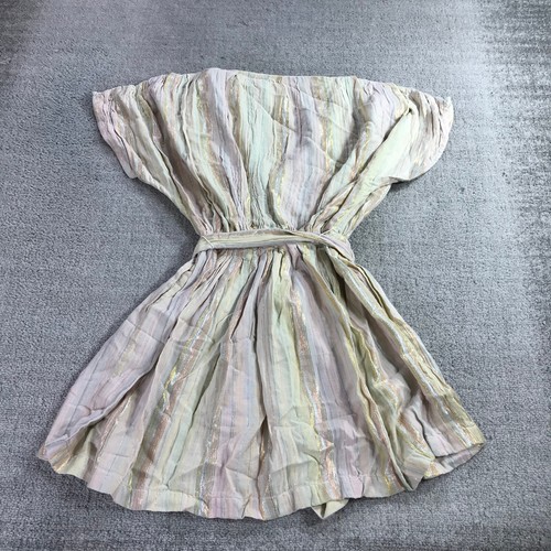 Ace & Jig Dress Womens Small Pink Yellow Belted Black Stripe Knee Mini Fete - Picture 6 of 13
