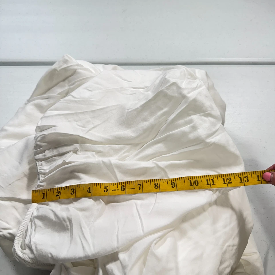 DKNY Sábana Bajera Completa Sólida Blanca 100% Algodón Moderna Tradicional Foto 3 de 4