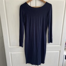 Pieces Ladies Bodycon Jersey Dress Size 8 Blue Scooped Back Smart