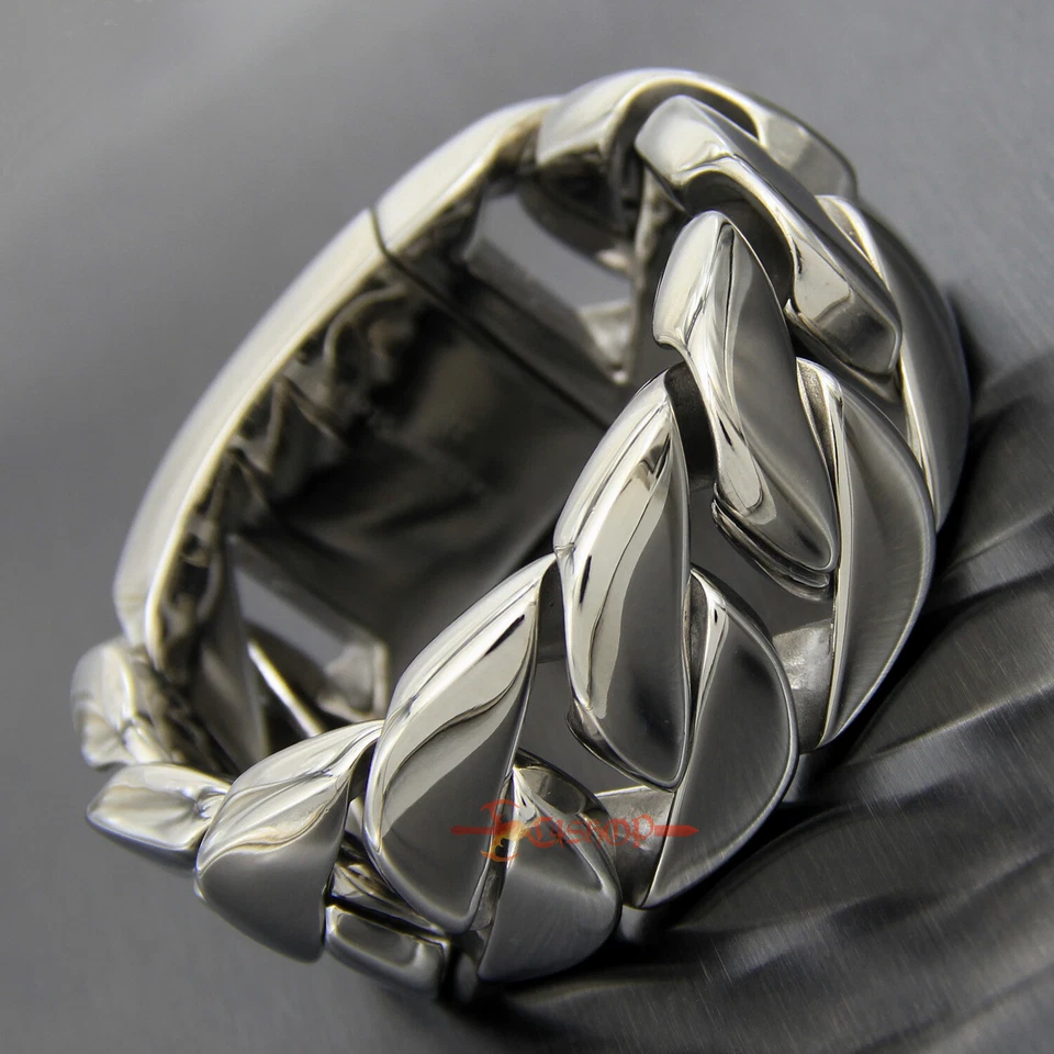 Collar pulsera cadena eslabones cubanos bordillo acero inoxidable 316L súper pesado para hombre Foto 3 de 4