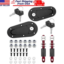 Universal Carbon Fiber Hood Pin Plus Flush Mount latch Kit Locking With Keys US