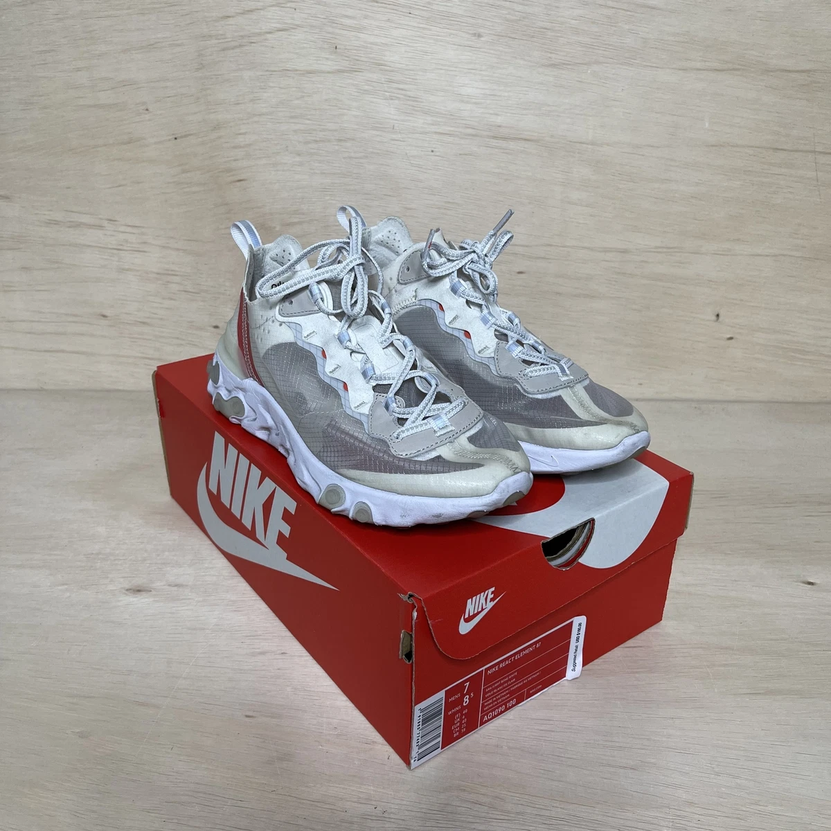 Nike React Element 87 Sail Light Bone Size 7M/8.5W, DS | eBay