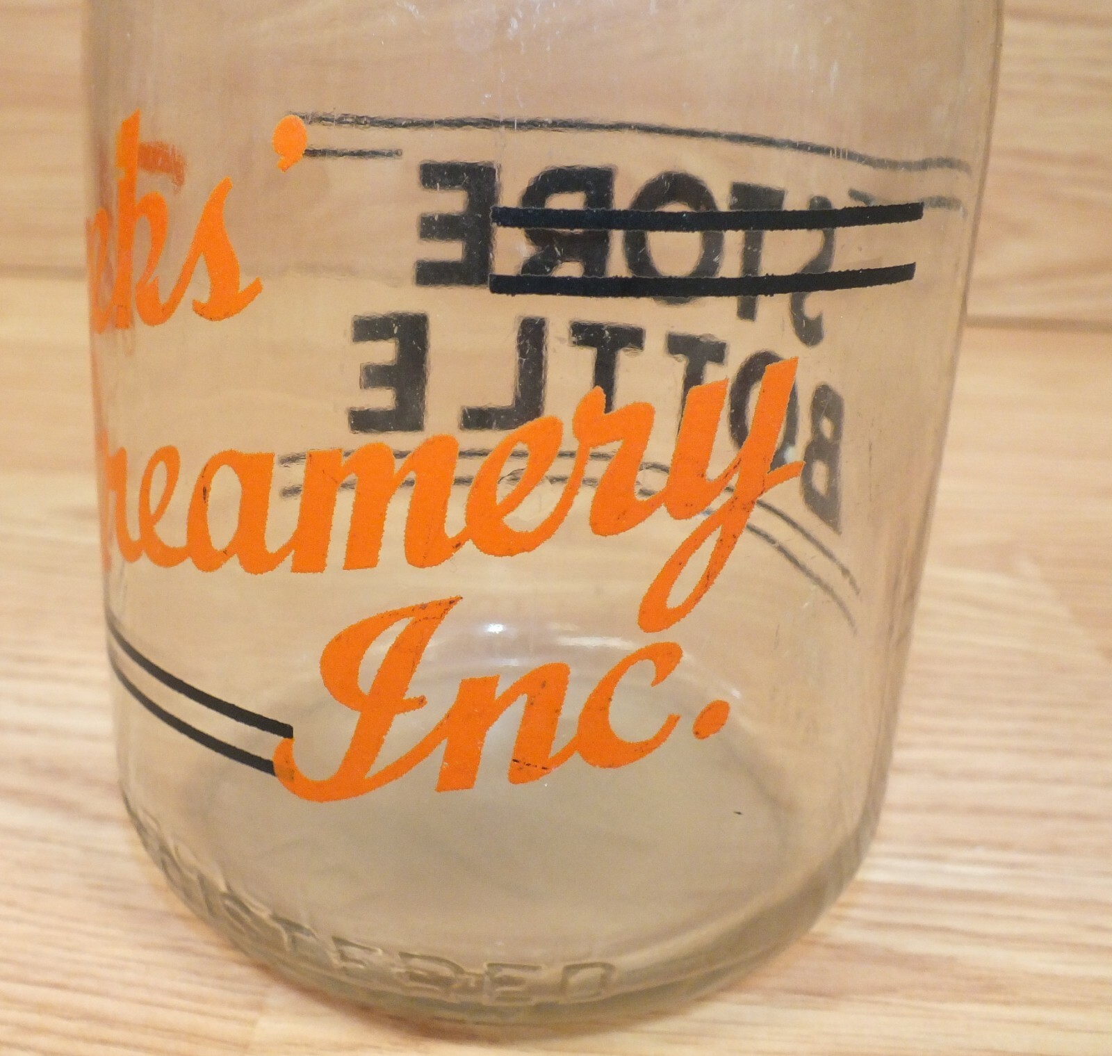 Vintage Week's Creamery Inc. Collectible Glass Store Milk Bottle / Jar