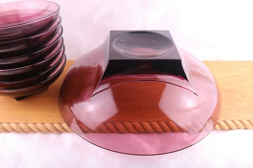 Hazel Atlas Moroccan Amethyst Colony Large Serving Bowl 11 " and 6 Small Bowls - Picture 5 of 7