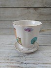 Buildings Design Porcelain Teacup Gold Trimmed 4" Planter with Drainage