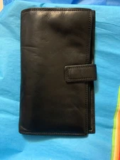 BOND STREET Full Grain Napa SUPER SOFT LEATHER BLACK Checkbook WALLET