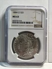 1884 O Morgan Silver Dollar NGC MS-63 Graded Coin $1 Nice Even Mint Luster!