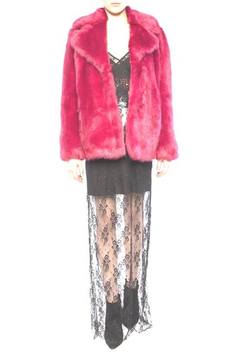 NWT MICHAEL KORS FUSIA PINK FOX MINK FAUX FUR RUNWAY/VOGUE STYLE JACKET COAT$399 - Picture 7 of 24