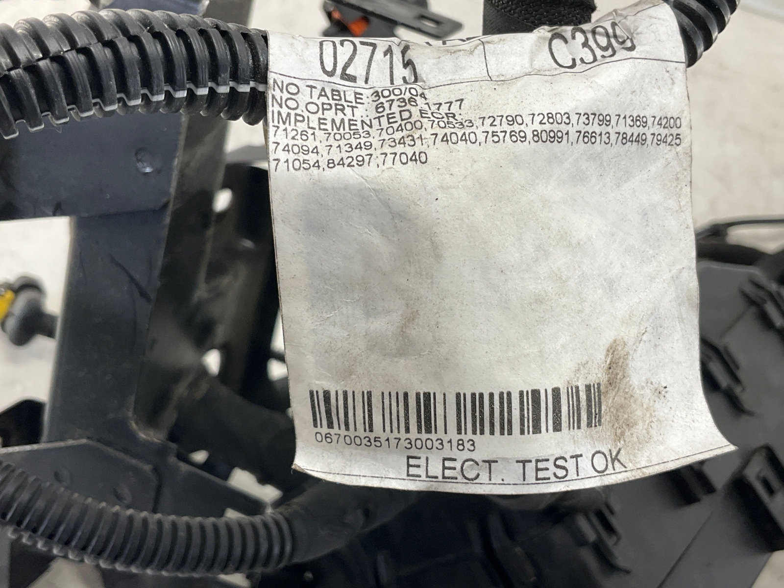 17-20 MASERATI Levante 3.0L Engine Bay Wiring Harness OEM