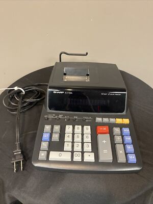Sharp EL-2196BL 2 Two-Color Printing Calculator Printer 12-Digit Tested Working 
